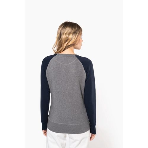 Sweat-shirt French Terry Bio bicolore col rond manches raglan femme - 2