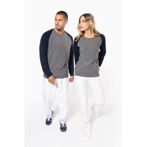 Sweat-shirt French Terry Bio bicolore col rond manches raglan femme - 11