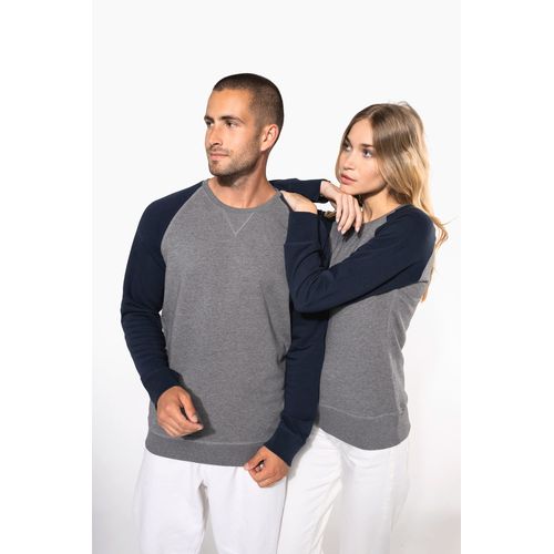 Sweat-shirt French Terry Bio bicolore col rond manches raglan femme - 6