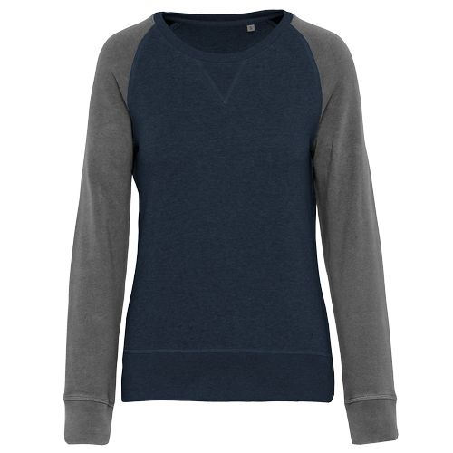 Sweat-shirt French Terry Bio bicolore col rond manches raglan femme - 13
