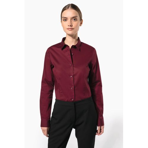 Chemise coton / élasthanne manches longues femme