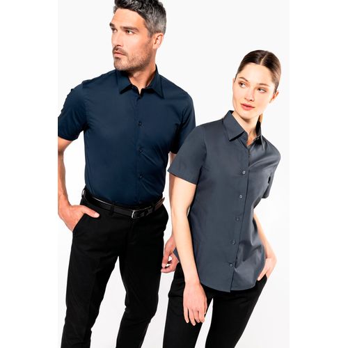 Chemise coton / élasthanne manches courtes femme - 5