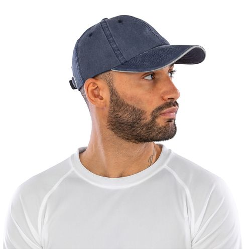 Casquette coton fine ligne lavé avec visière sandwich - 1