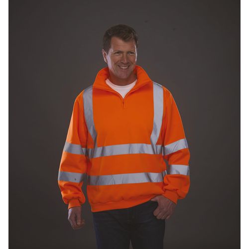 Sweat-shirt 1/4 zip haute visibilité - 1
