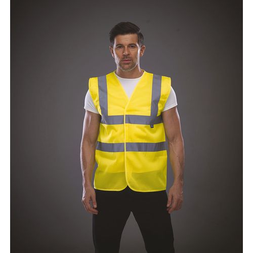 CHALECO ALTA VISIBILIDAD CON MALLA RECICLADA ENTALLADA