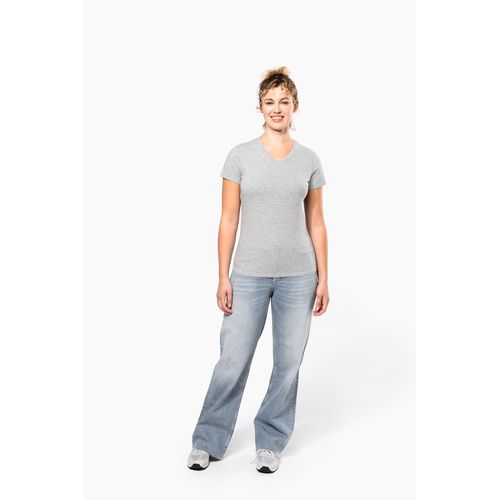 T-shirt col V manches courtes femme - 4