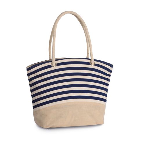 Sac shopping style marin en toile de jute - 1