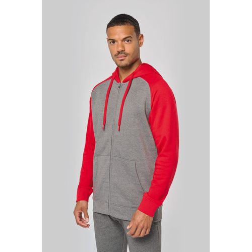 CHAQUETA BICOLOR CON CREMALLERA Y CAPUCHA UNISEX