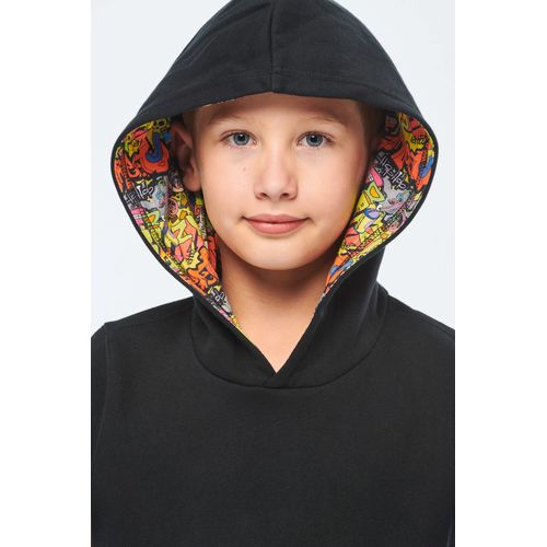 Sweat-shirt à capuche contrastée à motifs enfant unisexe - 18