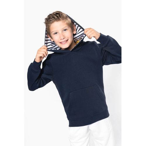 Sweat-shirt à capuche contrastée à motifs enfant unisexe - 2
