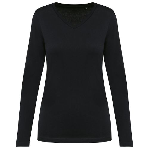 T-shirt Supima® col V manches longues femme - 13