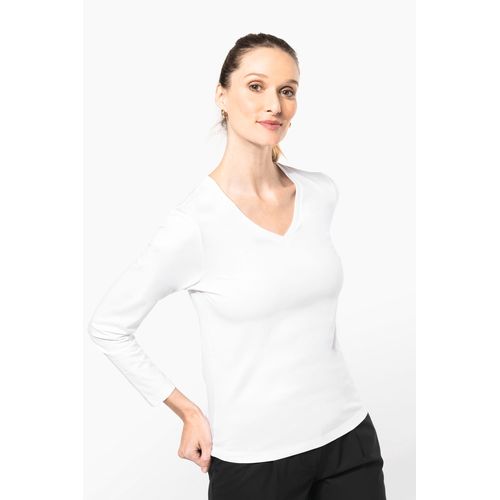 T-shirt Supima® col V manches longues femme - 3