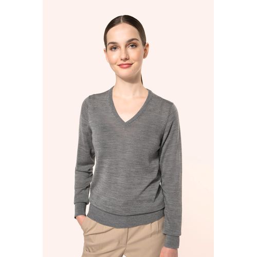 Pull Mérinos col V femme - 1