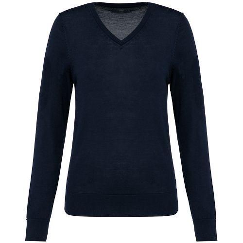 Jersey lana merina cuello de pico mujer
