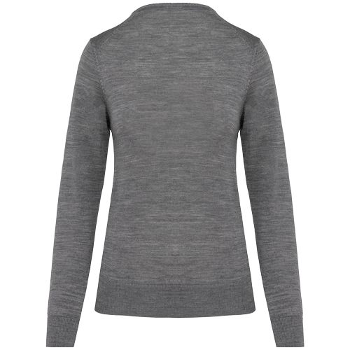 Jersey lana merina cuello de pico mujer
