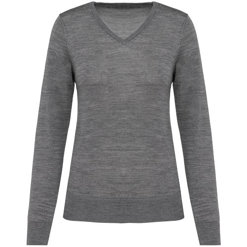 Jersey lana merina cuello de pico mujer