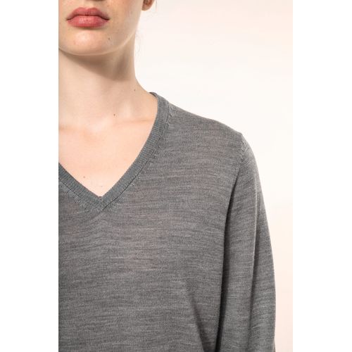 Jersey lana merina cuello de pico mujer