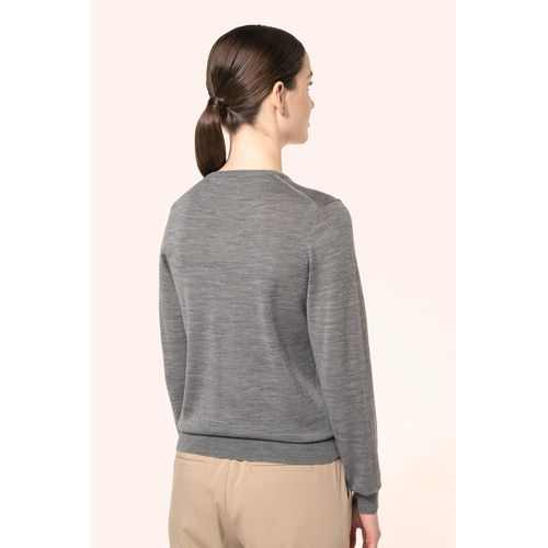 Jersey lana merina cuello de pico mujer