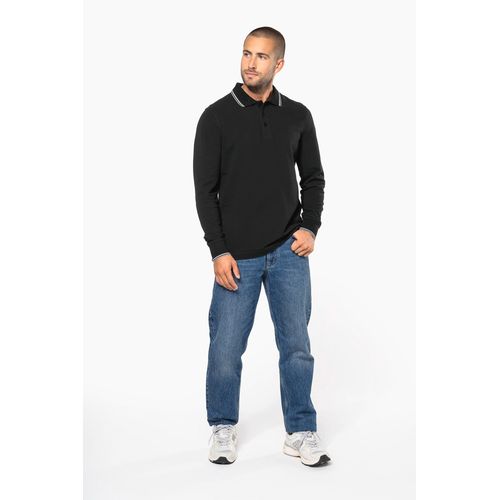 Polo maille piquée manches longues homme - 8