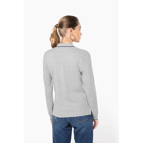 Polo maille piquée manches longues femme - 2
