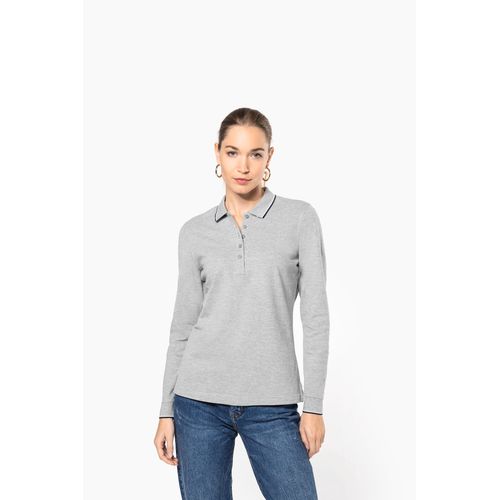 Polo maille piquée manches longues femme - 1