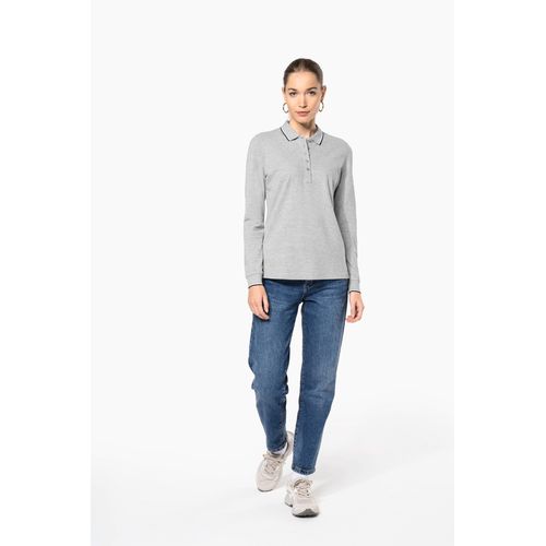 Polo maille piquée manches longues femme - 8