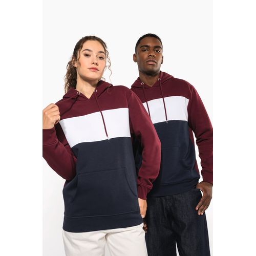 Sweat-shirt tricolore à capuche unisexe - 1