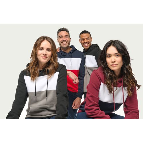 Sweat-shirt tricolore à capuche unisexe - 10