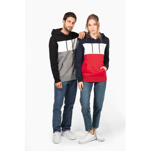SUDADERA TRICOLOR CON CAPUCHA UNISEX