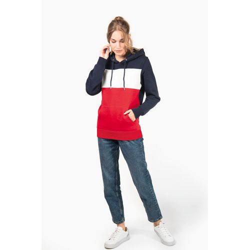 Sweat-shirt tricolore à capuche unisexe - 6