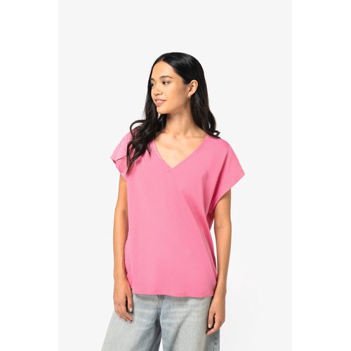 CAMISETA ECORRESPONSABLE HOLGADA CON CUELLO DE PICO MUJER