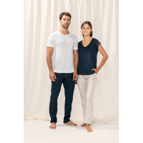 T-shirt col V en lin femme thumbnail 4