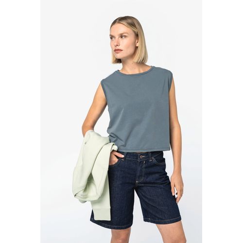 T-shirt écoresponsable  crop sans manche femme - 1