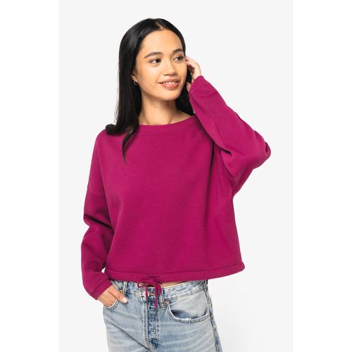 Sweat-shirt écoresponsable à col rond oversize crop femme - 1