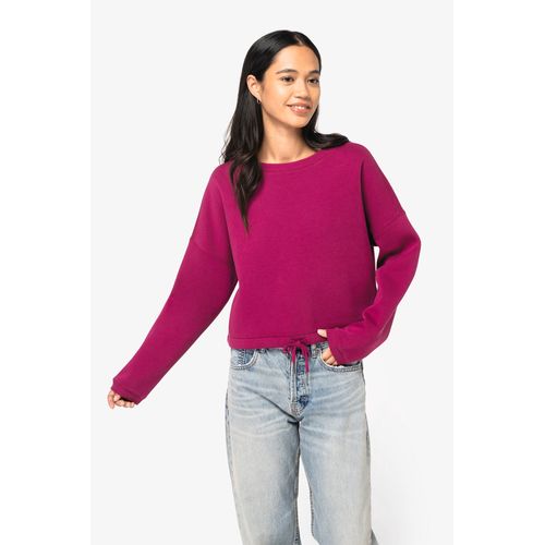 Sweat-shirt écoresponsable à col rond oversize crop femme - 3