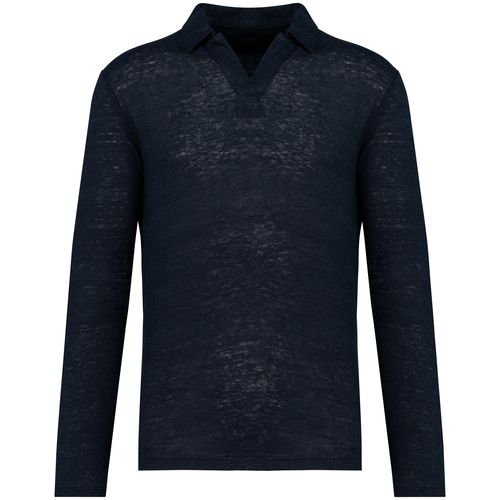 Polo manches longues en lin homme