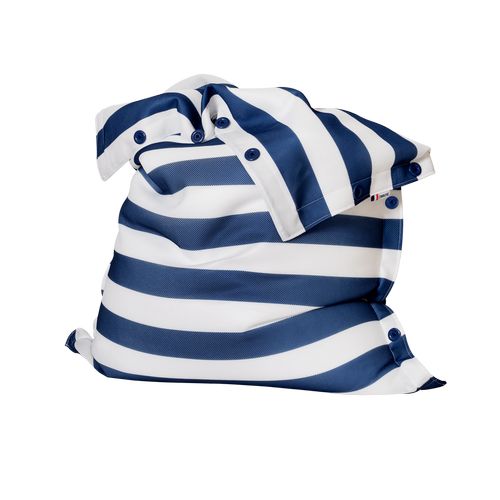 Pouf déhoussable à rayures - 1