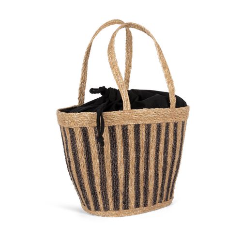 Sac panier rayé en jonc de mer - 5