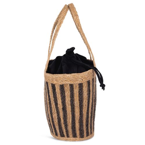 Sac panier rayé en jonc de mer - 3
