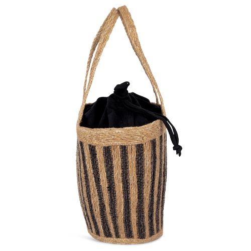 Sac panier rayé en jonc de mer - 5