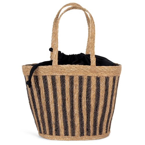 Sac panier rayé en jonc de mer - 4