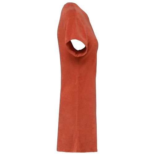 Vestido tipo camiseta ecorresponsable de rizo y hombros caídos mujer