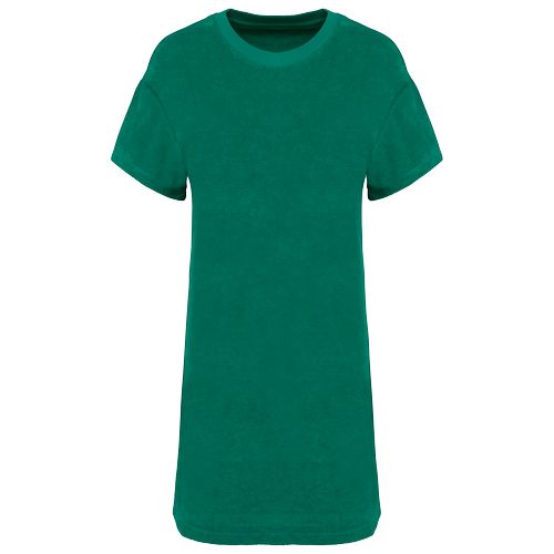 Vestido tipo camiseta ecorresponsable de rizo y hombros caídos mujer
