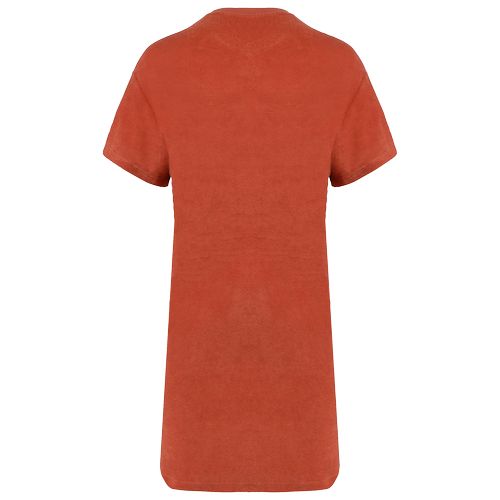 Vestido tipo camiseta ecorresponsable de rizo y hombros caídos mujer