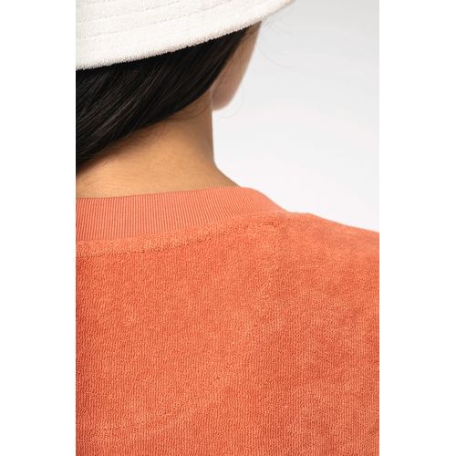 Vestido tipo camiseta ecorresponsable de rizo y hombros caídos mujer