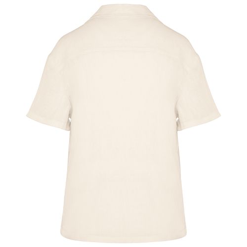Chemise à col bowling manches courtes en lin femme thumbnail 9