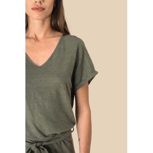 Combinaison en maille manches courtes en lin femme - 5