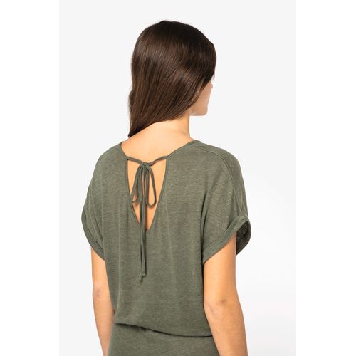 Combinaison en maille manches courtes en lin femme - 4