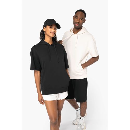 SUDADERA ECORRESPONSABLE CON CAPUCHA DE MANGA CORTA Y HOMBROS CAÍDOS FRENCH TERRY UNISEX