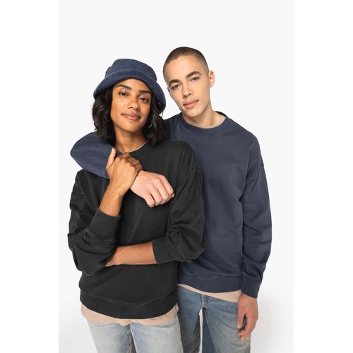 Sweat-shirt écoresponsable à col rond délavé oversize unisexe - 1